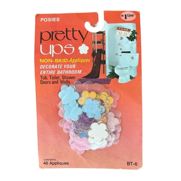 VTG Bathroom Appliqués Pretty Ups Posies Non-Skid Decoration 48 Count NOS Flower - Picture 1 of 5